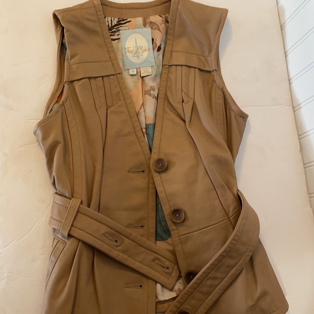 Tracy Reese Leather Skirt set In Caramel